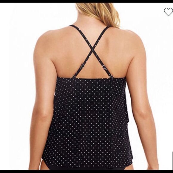 St. john's Bay Black Dots Tankini‎ Swimsuit Top - Picture 2 of 11